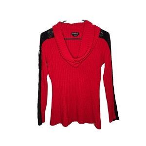 Bebe Red Cowl Neck Sweater Top 🖤